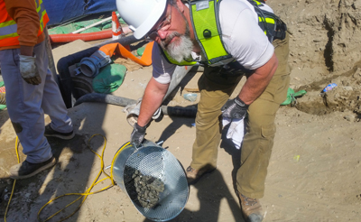chunks of removed aggregate concrete